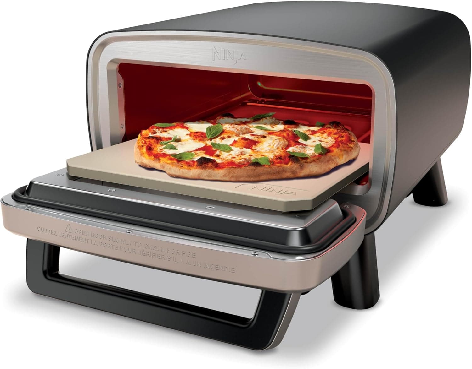 Ninja Artisan Pizza Oven MO201, 12-in Pizza in 3-Min, 700F, 5-in-1 Electric Outdoor Pizza Oven, Gray